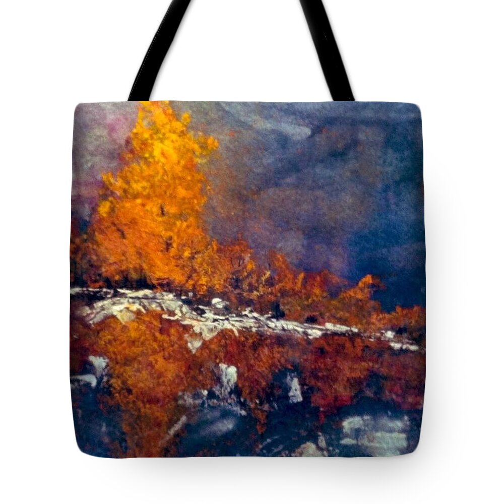Fall Tote Bag featuring the painting First Frost by Sherry Harradence