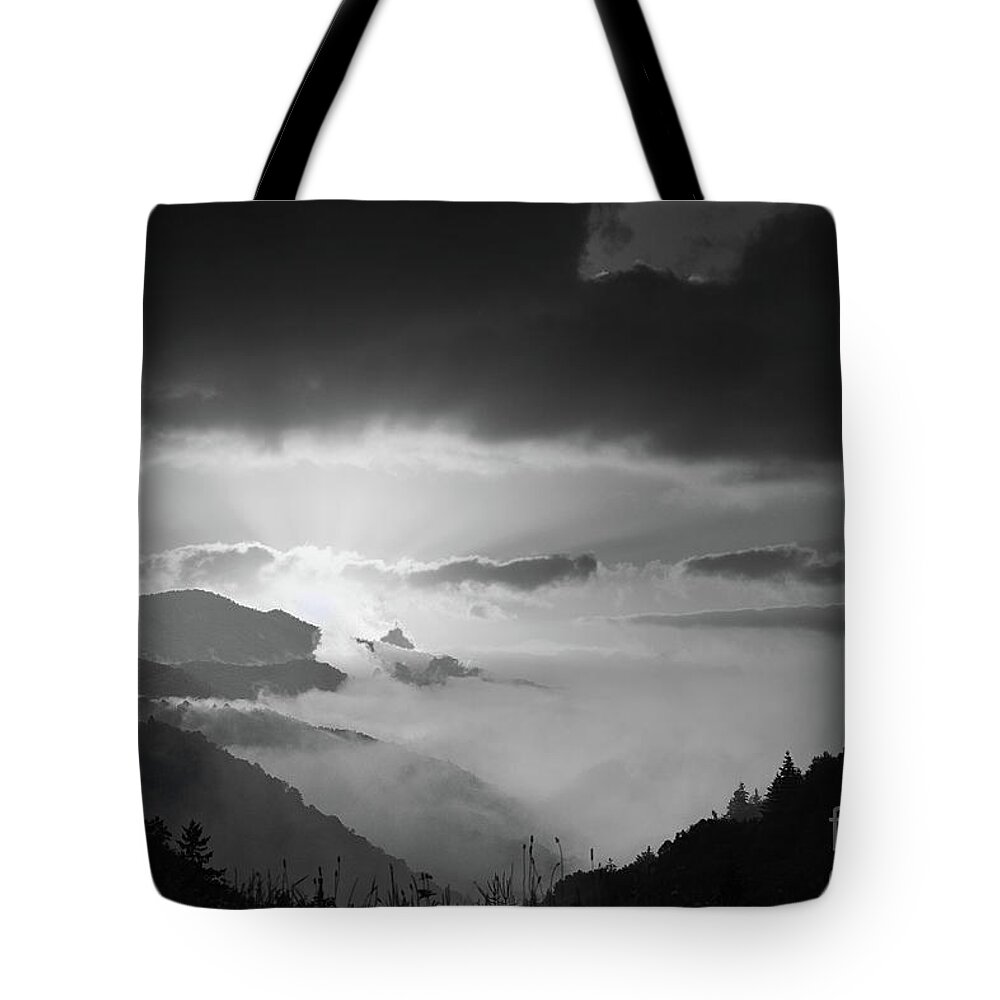 Landscapes Tote Bag featuring the photograph First Light, Smoky Mountains by Theresa D Williams