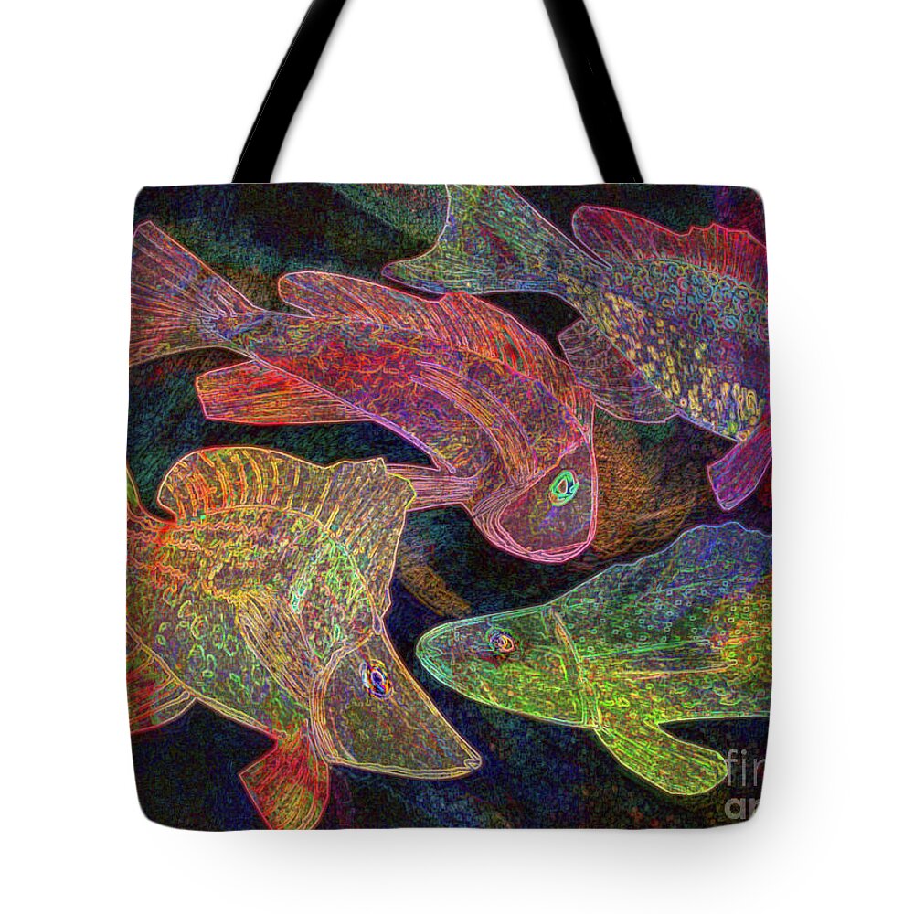 Fish Tote Bag featuring the digital art fish painting - Old School by Sharon Hudson