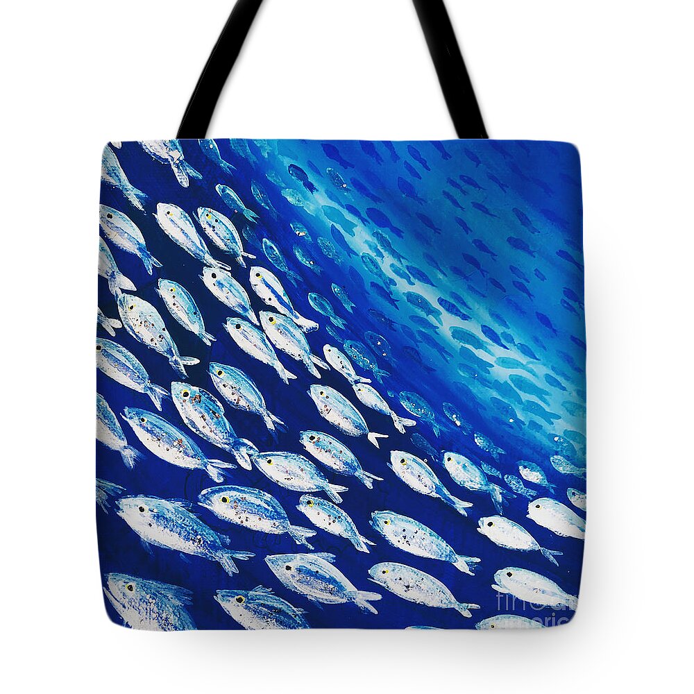Fish-swirl Tote Bag featuring the painting Fish Swirl by Midge Pippel