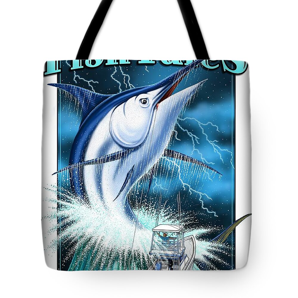 Fishing Tote Bag featuring the digital art Fish Tales by Scott Ross