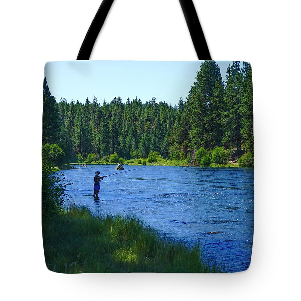 Landscape Tote Bag featuring the photograph Fisherman in Oregon by Matthew Bamberg