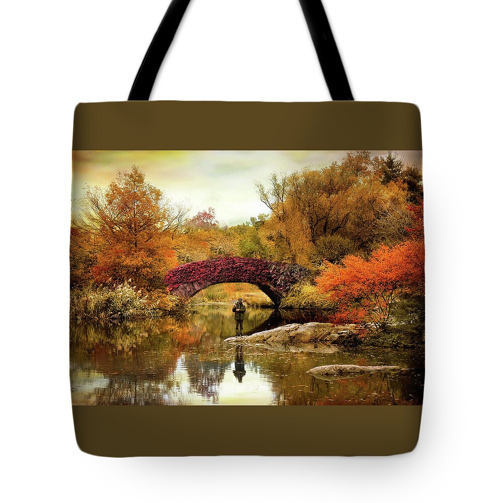 Bridge Tote Bag featuring the photograph Fishing at Gapstow by Jessica Jenney
