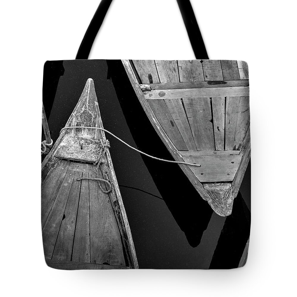 Vietnamese Tote Bag featuring the photograph Fishing Flotilla - in black and white  by Daniel M Walsh