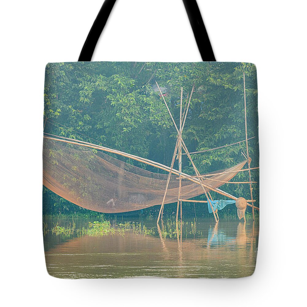 Fishing Tote Bag featuring the photograph Fishing on the Hoogly 09 by Werner Padarin