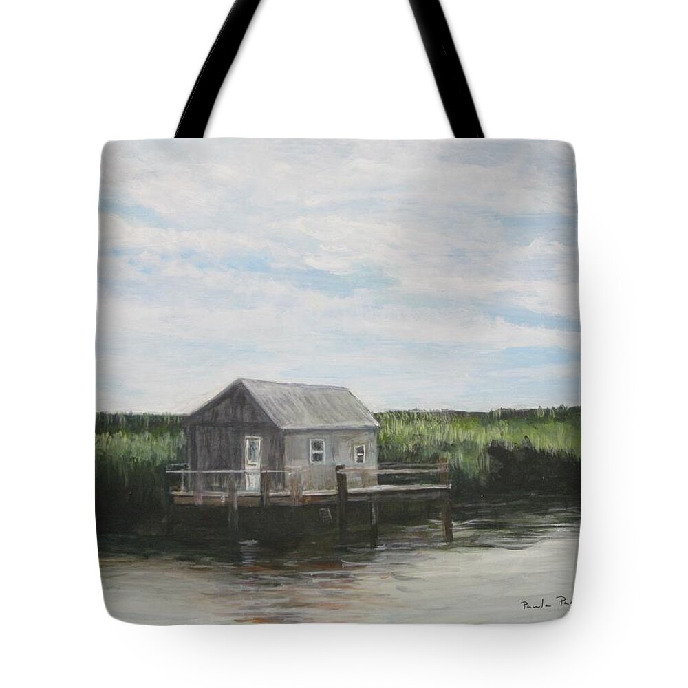 Painting Tote Bag featuring the painting Fishing Shack by Paula Pagliughi