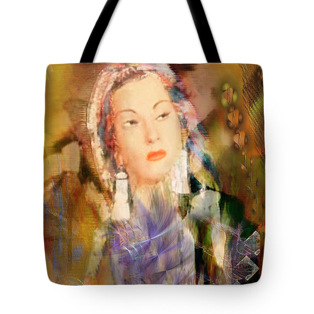  Tote Bag featuring the digital art Five Octaves - Tribute To Yma Sumac by Studio B Prints