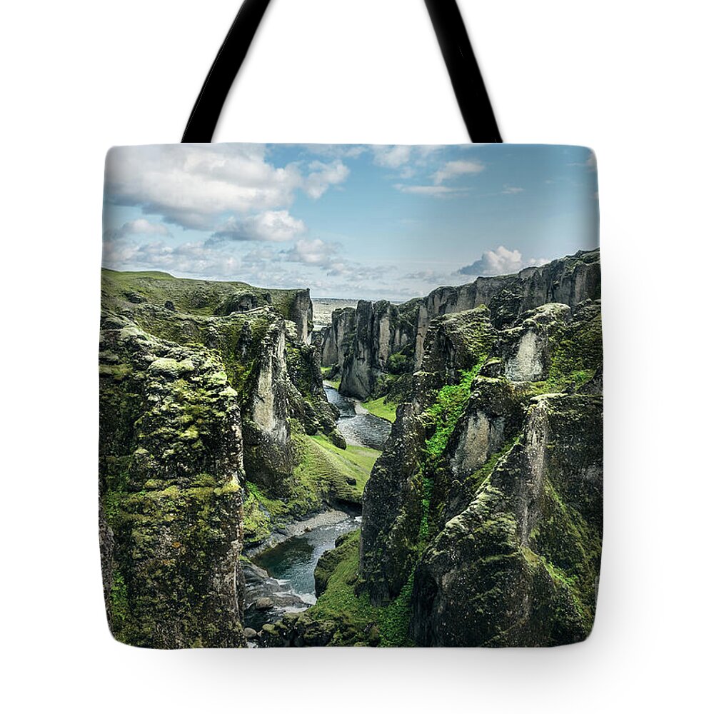 Iceland Tote Bag featuring the photograph Fjadrargljufur canyon, Iceland by Delphimages Photo Creations