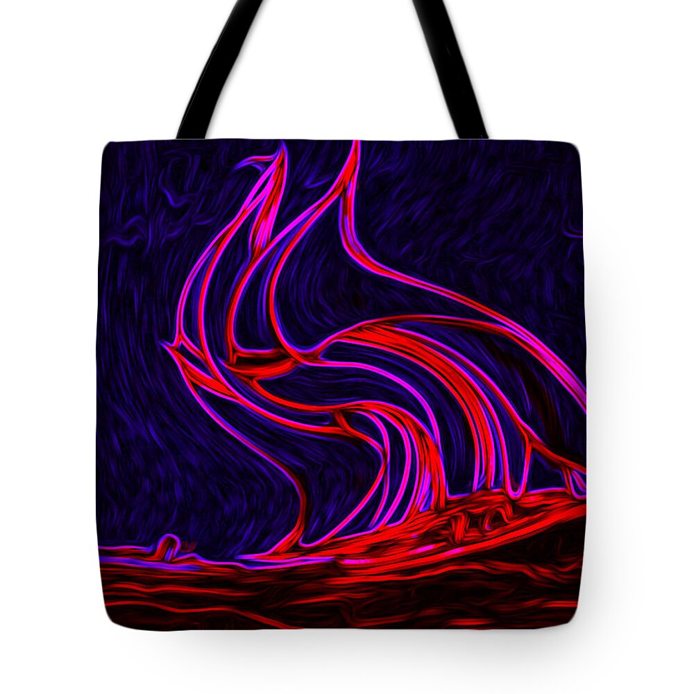 3d Art Tote Bag featuring the digital art Flaming Sail by Ronald Mills
