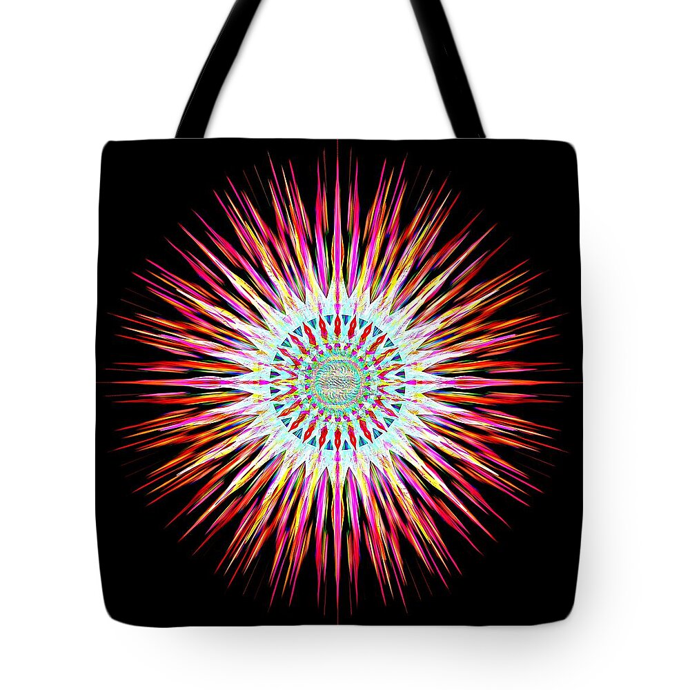 Sun Tote Bag featuring the digital art FlamingMetalSunE by David Manlove