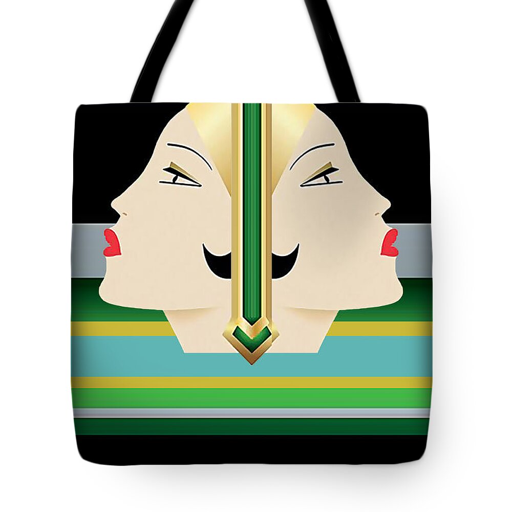 Flapper Tote Bag featuring the digital art Flapper Abstract Double by Chuck Staley