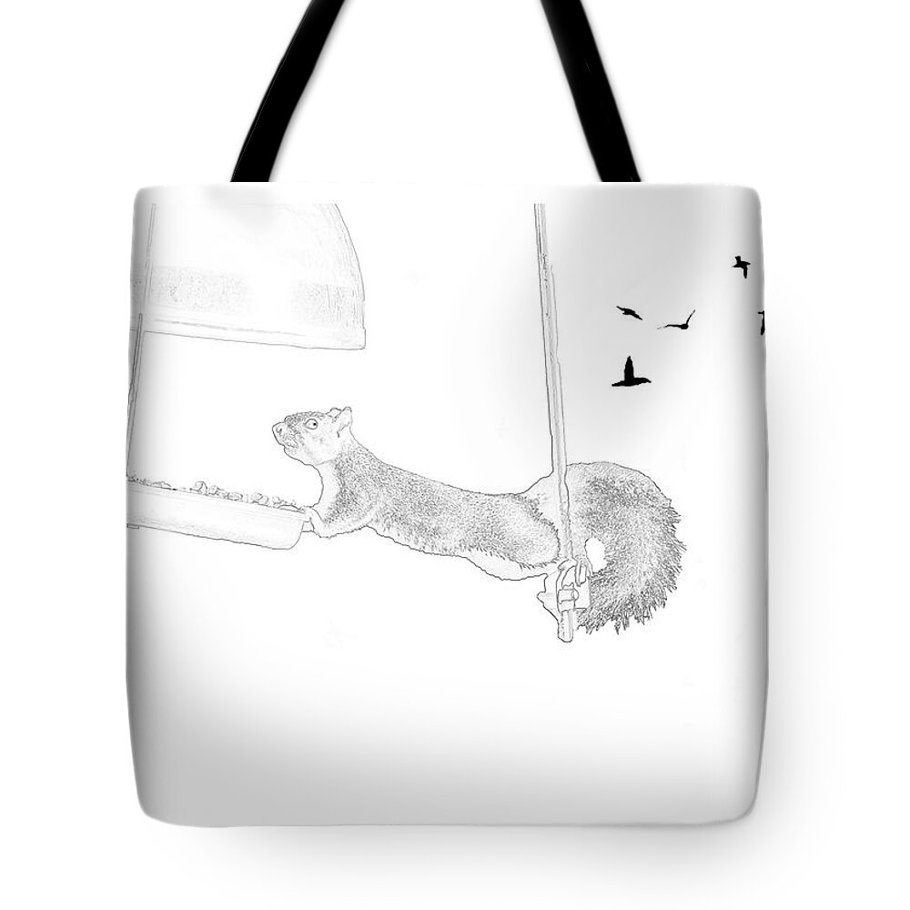 Squirrel Tote Bag featuring the mixed media Fleeting Victory by Moira Law