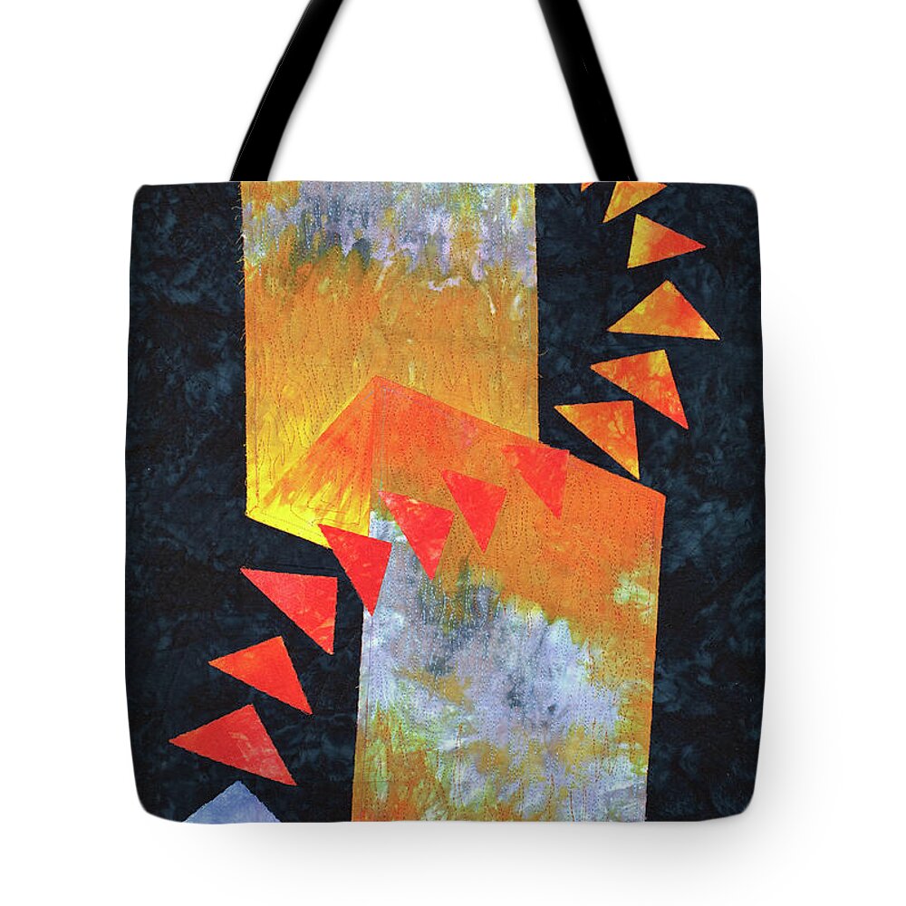 Fiber Art Tote Bag featuring the mixed media Flight at Sunset Detail by Vivian Aumond