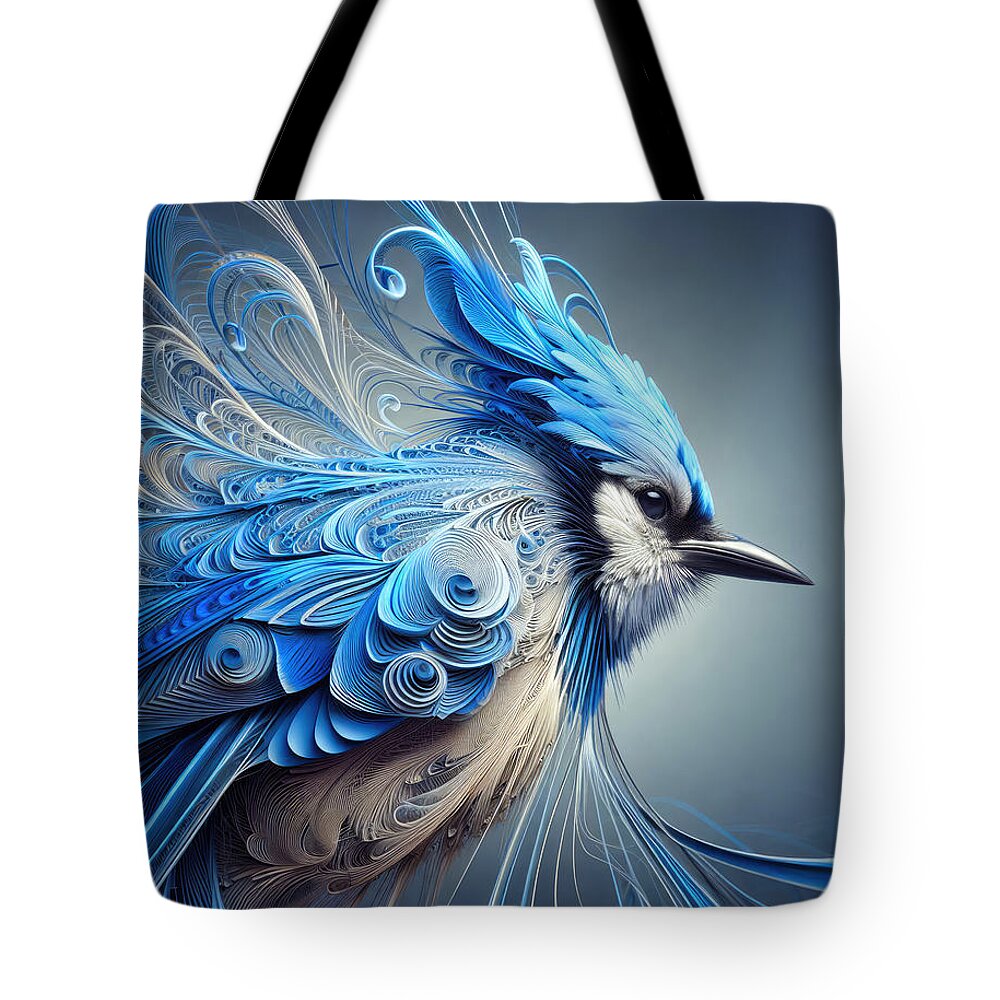 Blue Jay Tote Bag featuring the photograph Flight of Geometric Fluidity by Bill and Linda Tiepelman