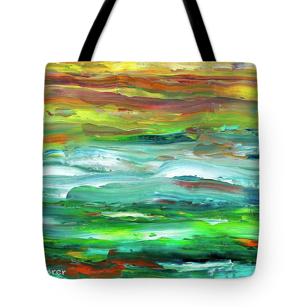 Landscape Tote Bag featuring the painting Flint Hills Sunset by Teresa Moerer