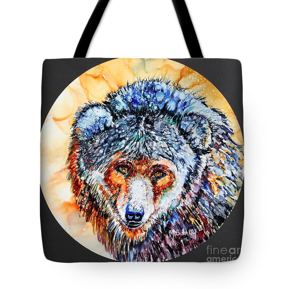 Brown Bear Tote Bag featuring the painting Flirty Grizzly by Maria Barry