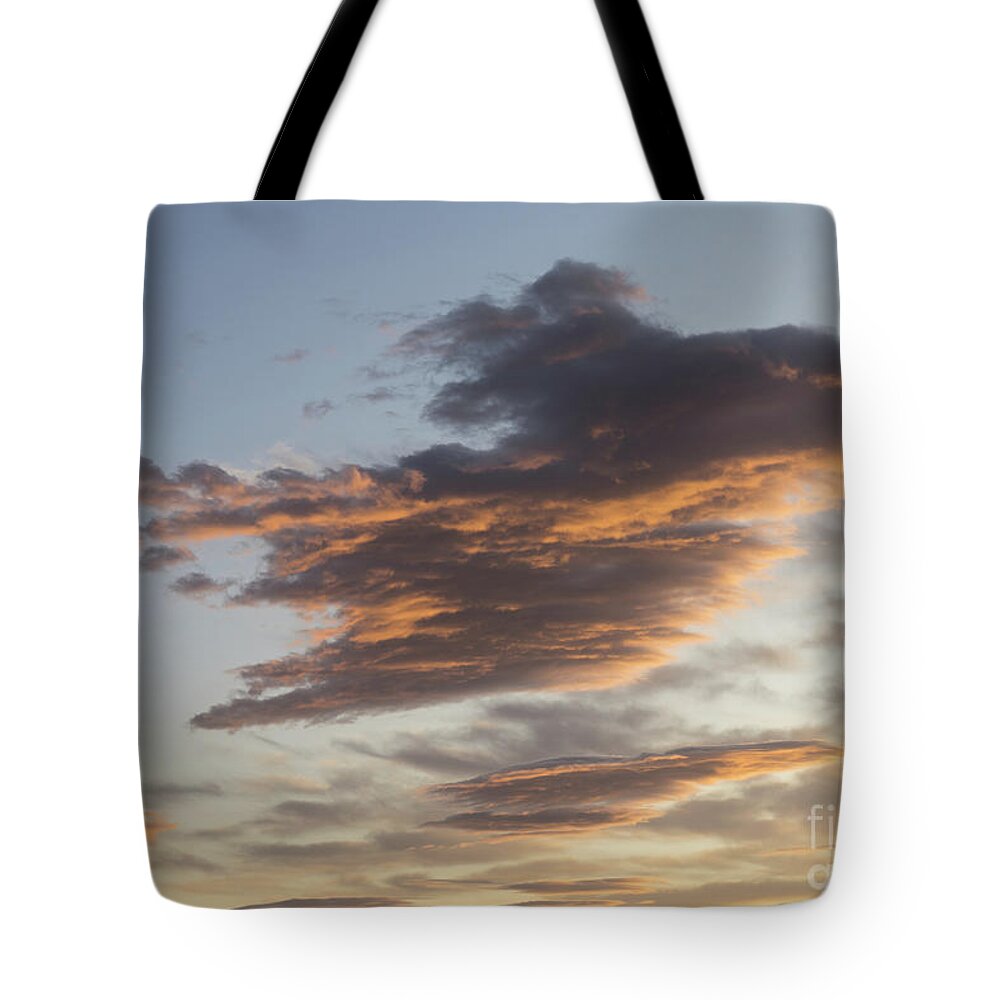 Clouds Tote Bag featuring the photograph Cloud at sunset, like a bird by Adriana Mueller