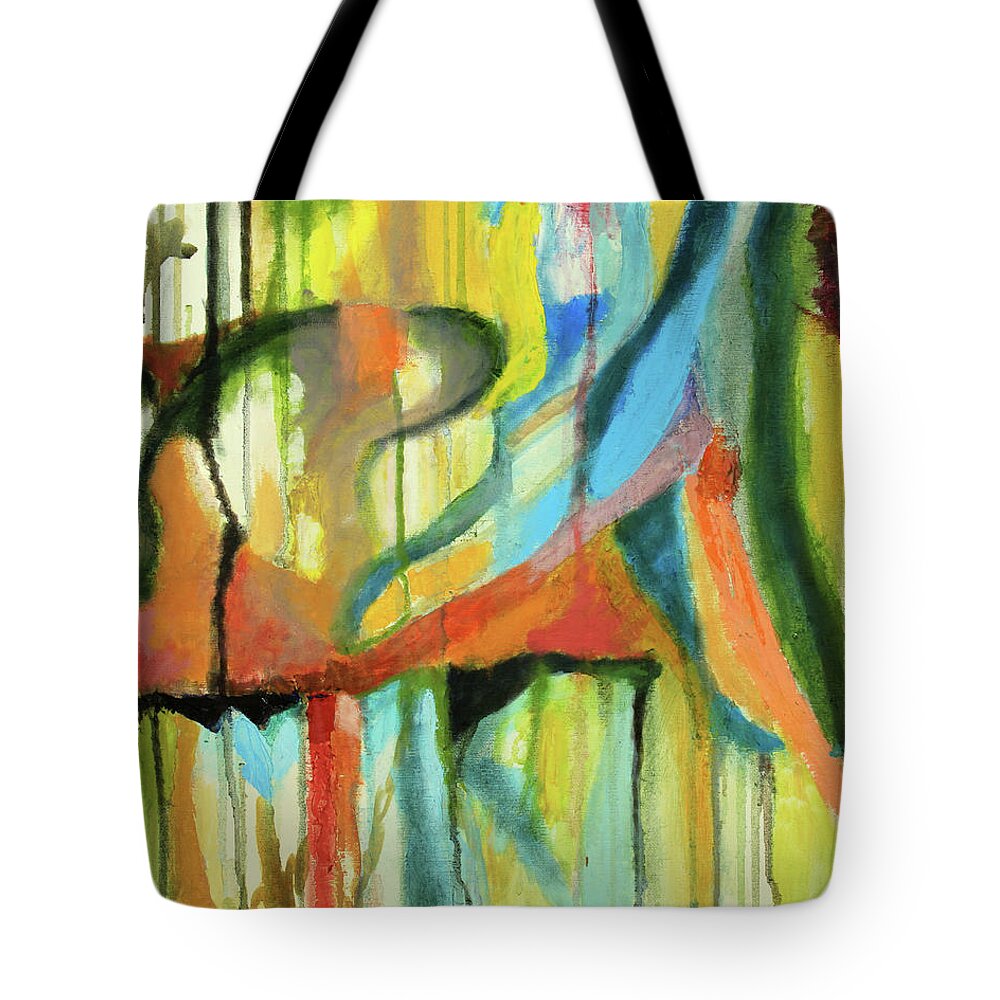 Red Tote Bag featuring the painting Floating Expletive II by David Zimmerman