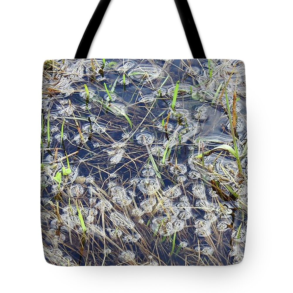 Grasses And Weeds Submerged Tote Bag featuring the photograph Flood puddles by Nicola Finch
