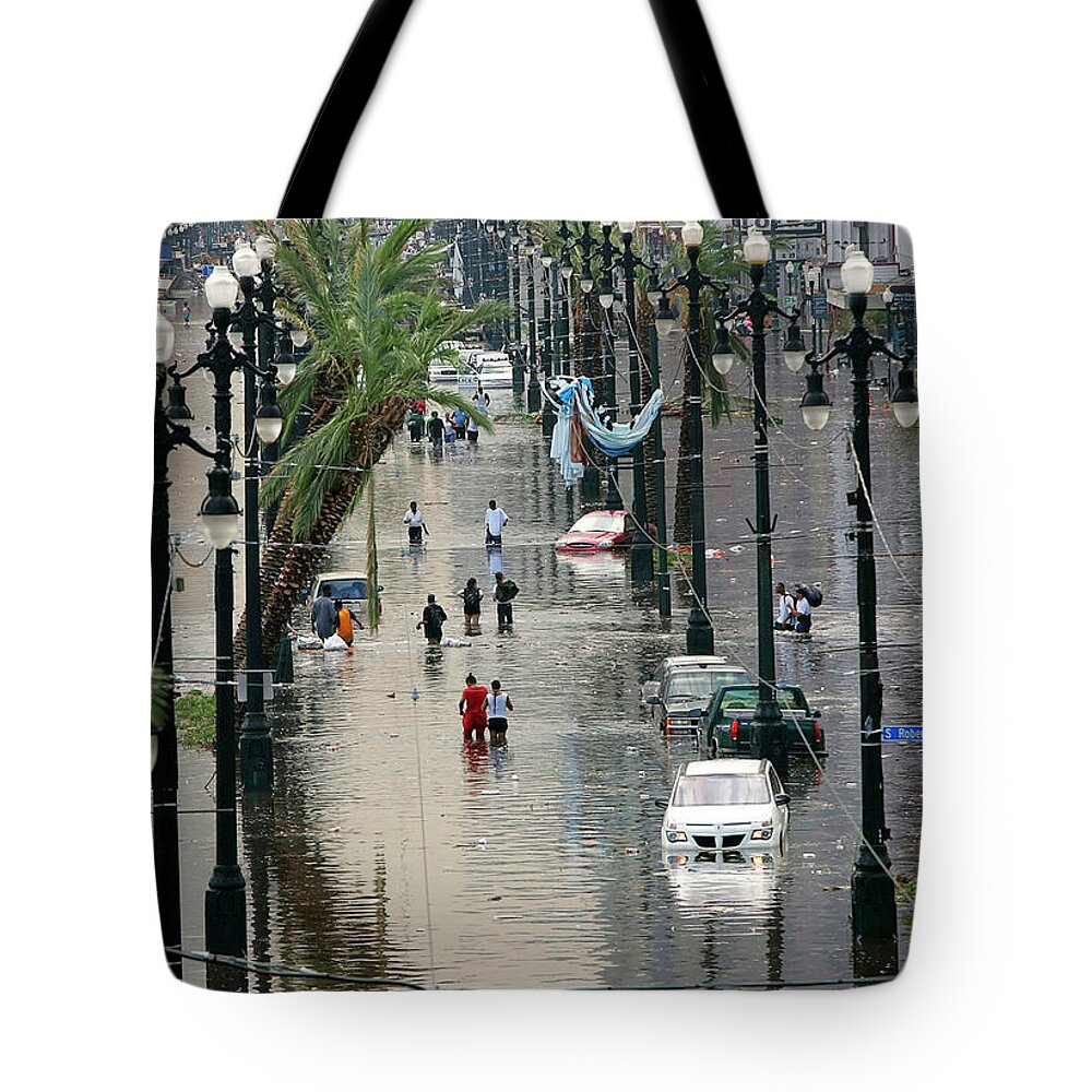 Canal Street Tote Bag featuring the photograph Flooded New Orleans after Hurricane by Rick Wilking