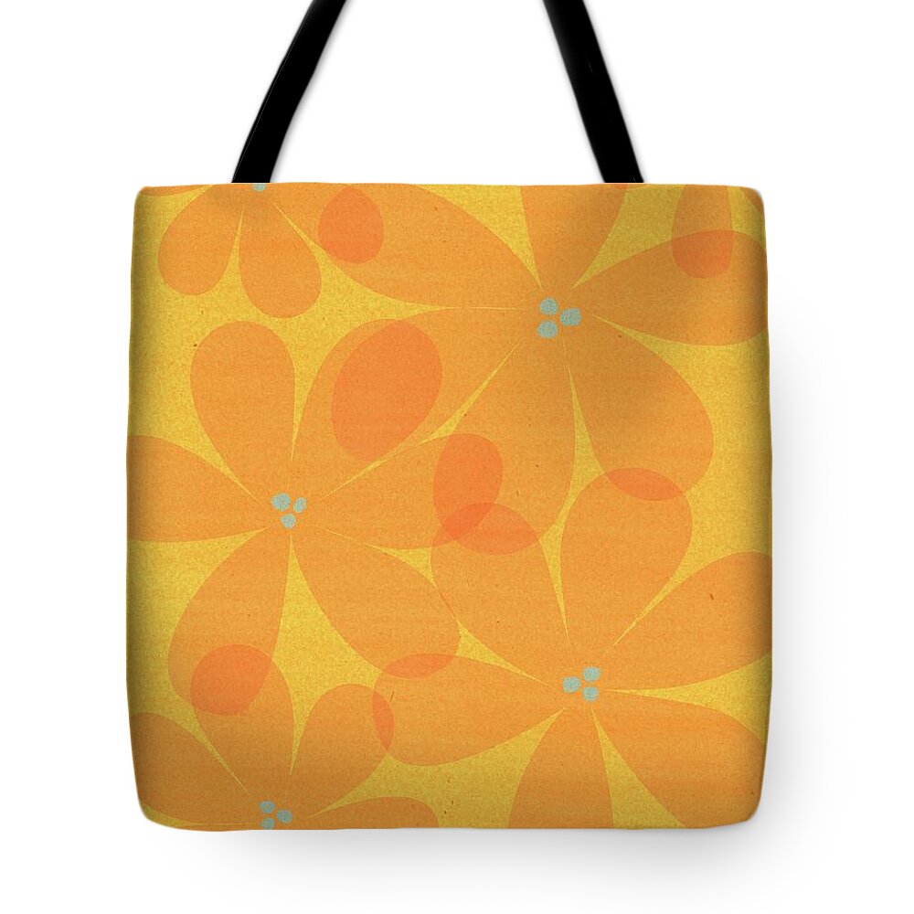 Mixed Media Tote Bag featuring the mixed media Floral Abstract in Yellow Orange by Donna Mibus