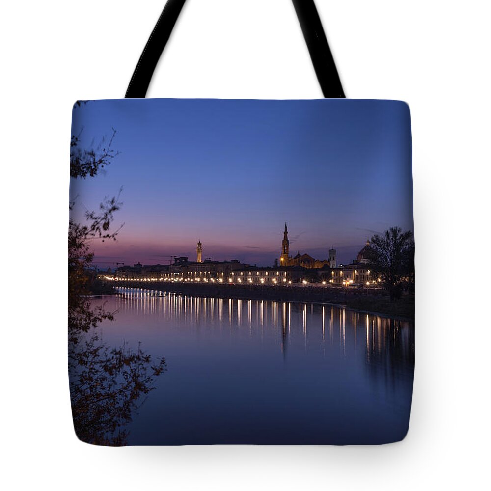 Florence Tote Bag featuring the photograph Florence at Night by Andrew Lalchan