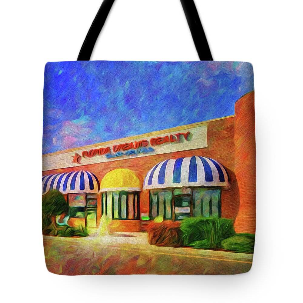 Florida Dreams Realty Tote Bag featuring the photograph Florida Dreams Realty Holmes Beach by Rolf Bertram
