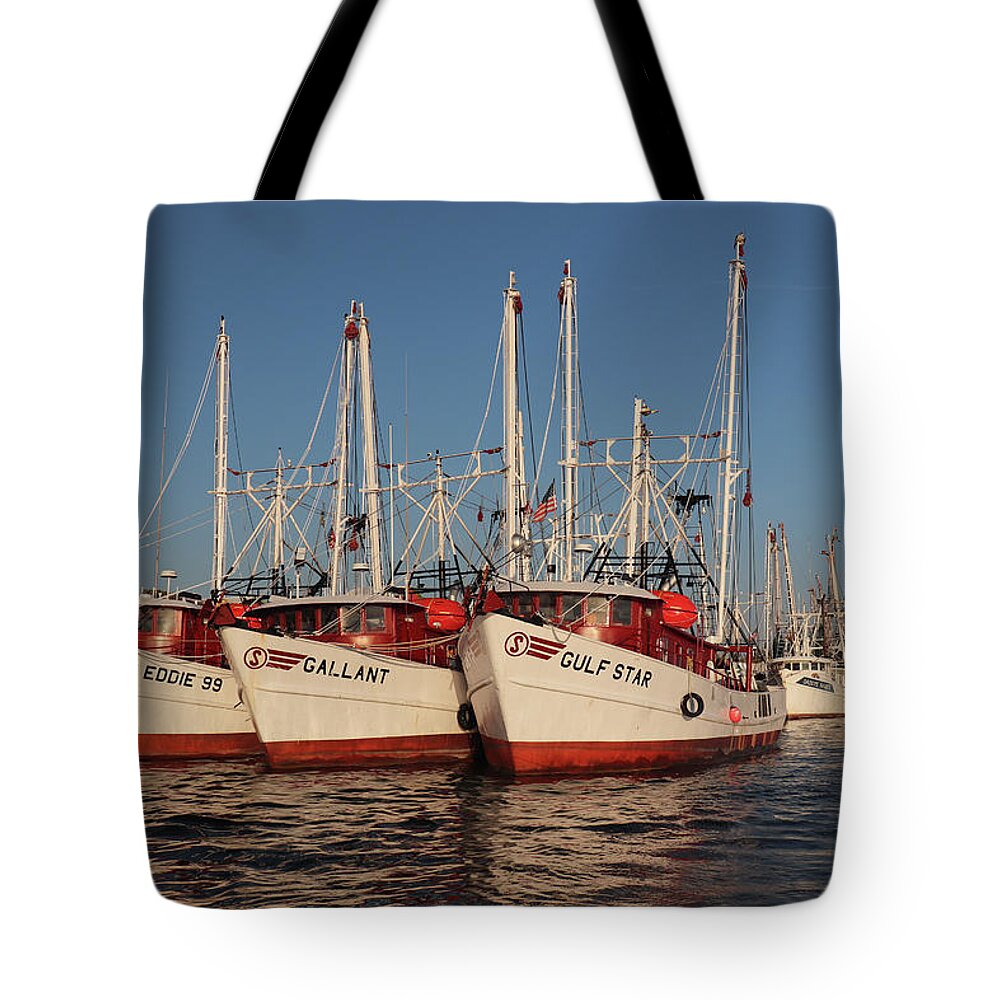 Shrimp Boats Tote Bag featuring the photograph Florida Shrimp Boats by David T Wilkinson