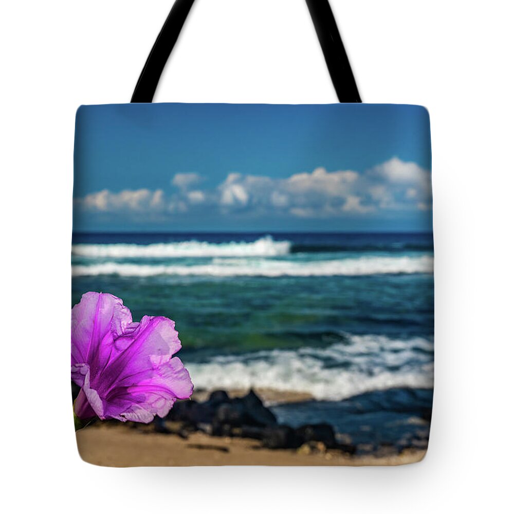 Hawaii Tote Bag featuring the photograph Flower at the Beach by John Bauer