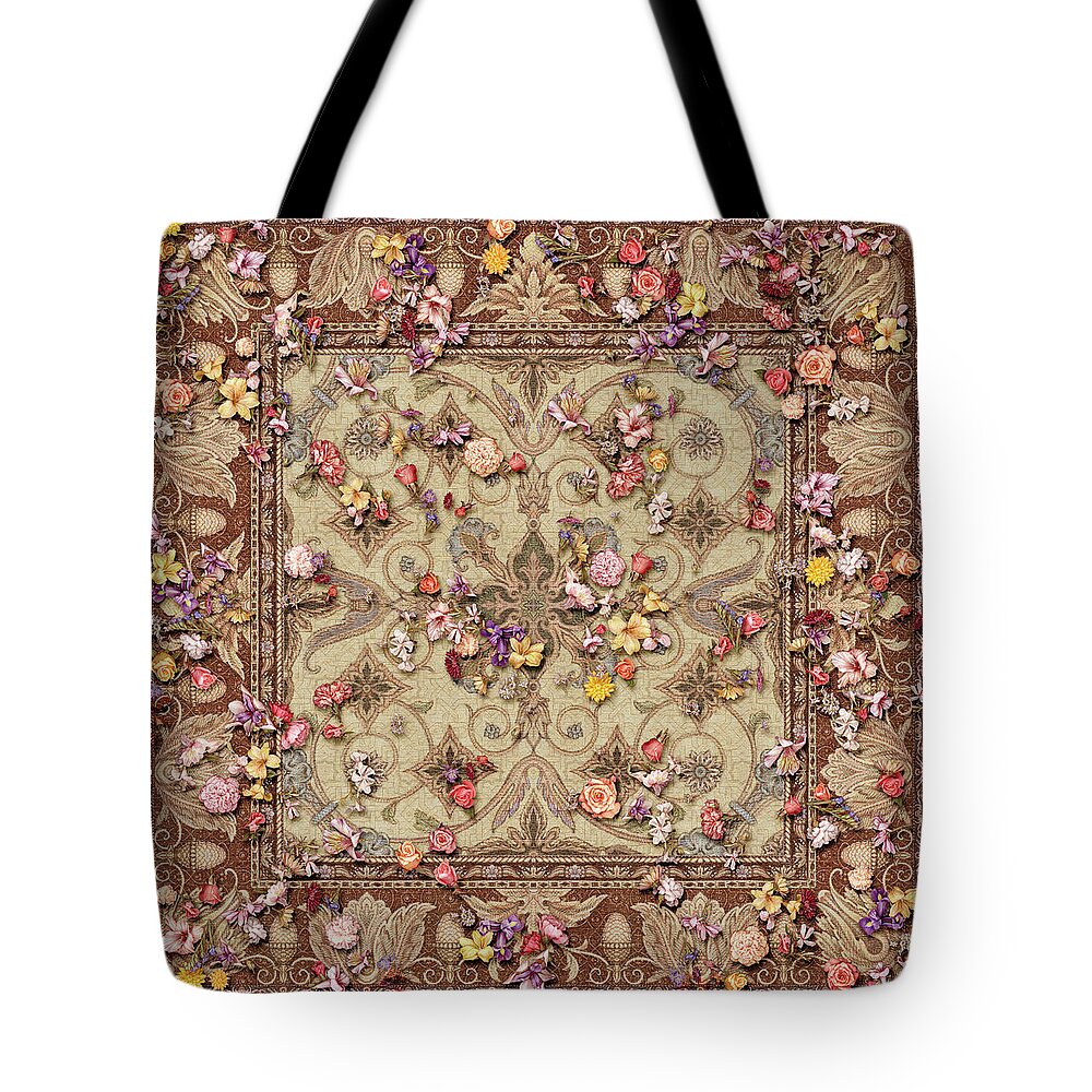 Carpet Tote Bag featuring the painting Flower Carpet by Kurt Wenner