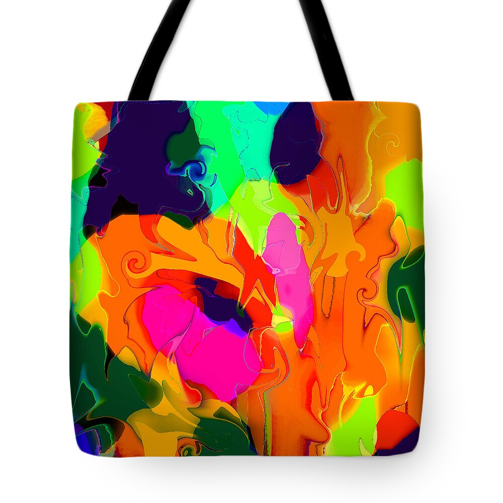Abstract Tote Bag featuring the digital art Flower in Bloom Abstract by Ronald Mills