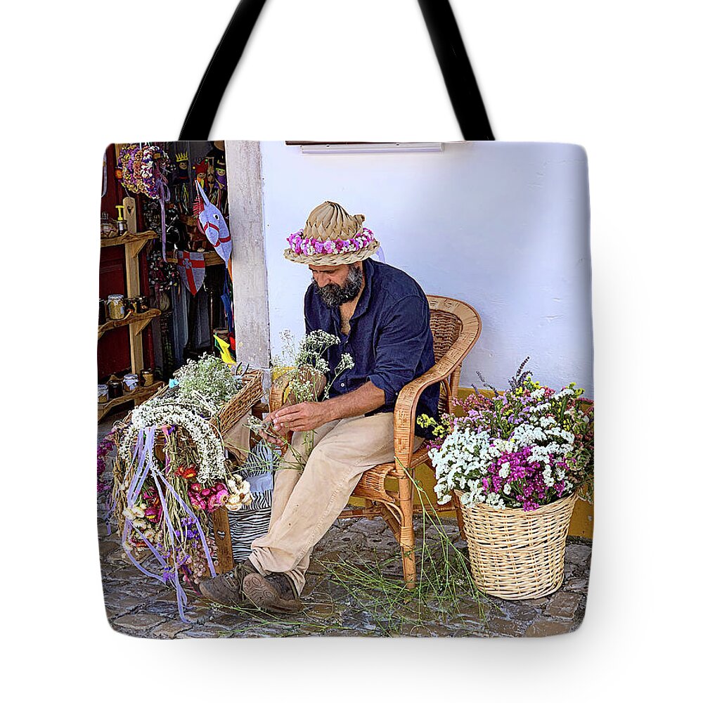 Street Merchant Tote Bag featuring the photograph Flower Man by Jill Love