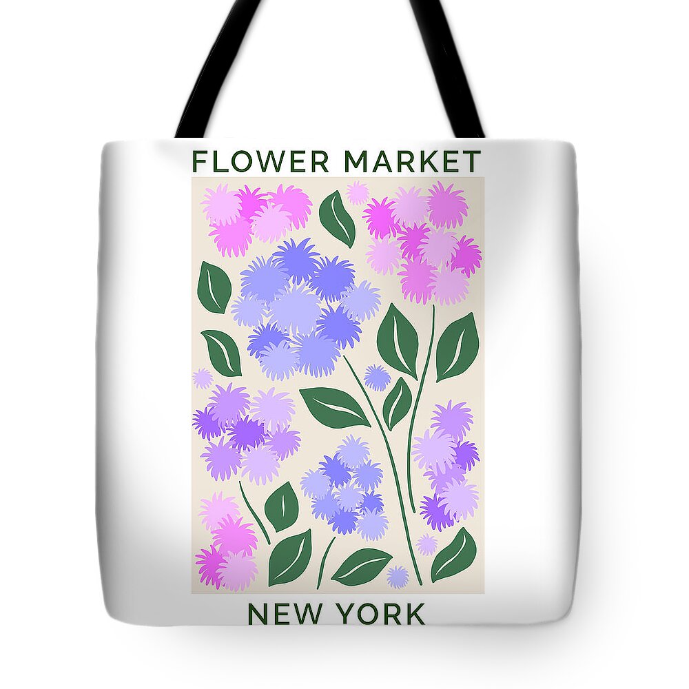 Flower Market Tote Bag featuring the painting Flower Market New York Retro Floss Flowers by Modern Art