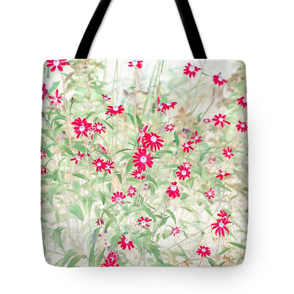 Flowers Tote Bag featuring the photograph Pops of Red Daisies by Missy Joy