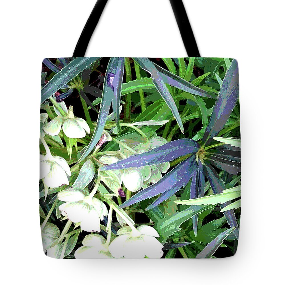Flowers Tote Bag featuring the digital art Flowers and Foliage by Nancy Olivia Hoffmann