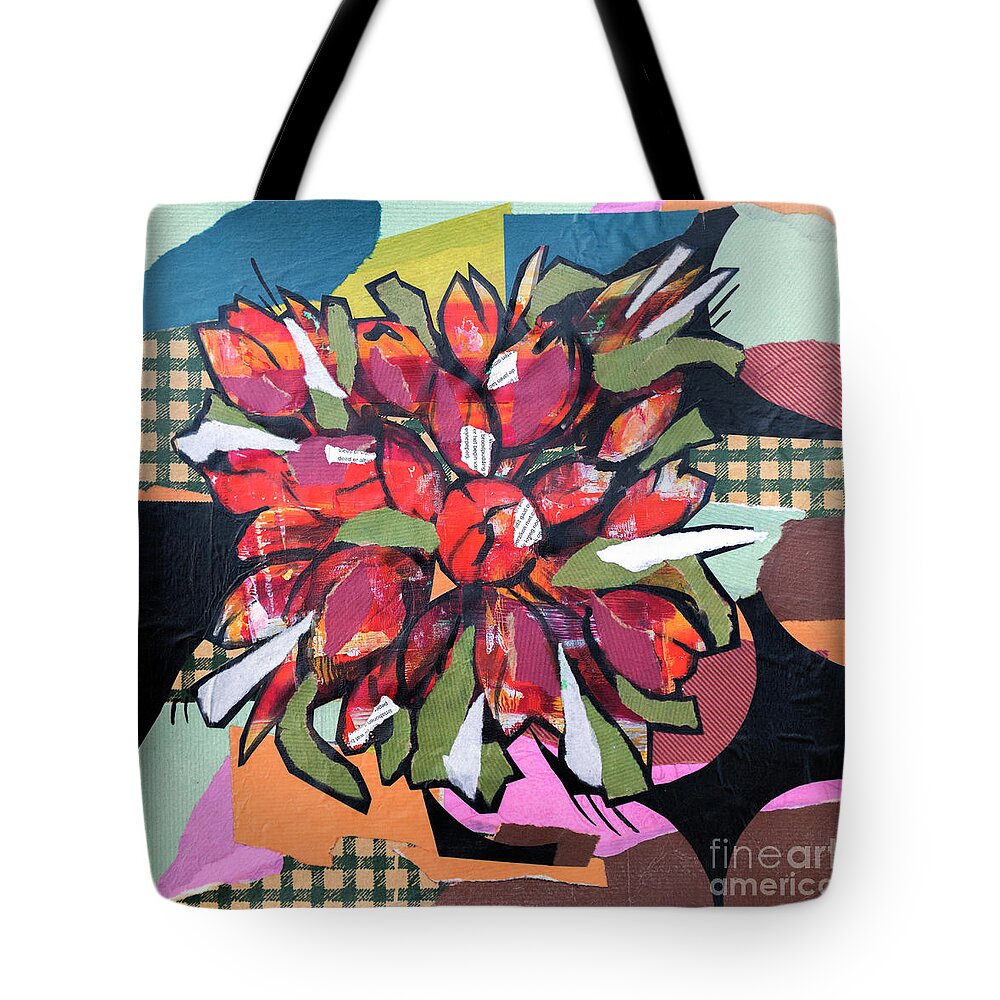 Tulips Tote Bag featuring the painting Flowers, Art Collage by Ariadna De Raadt