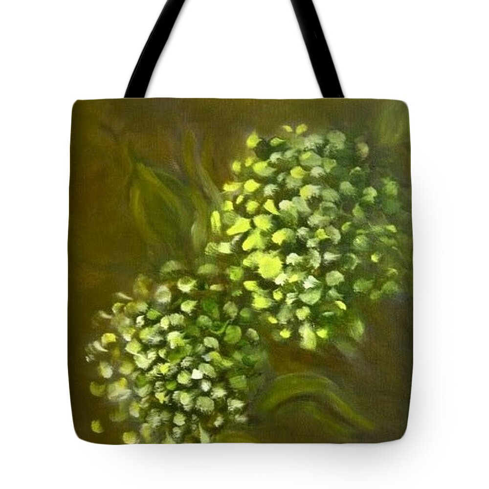 Hydrangea Tote Bag featuring the painting Flowers from my Garden by Juliette Becker