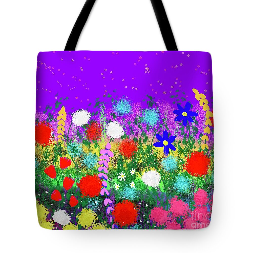 Flowers Galore Tote Bag featuring the digital art Flowers galore by Elaine Hayward