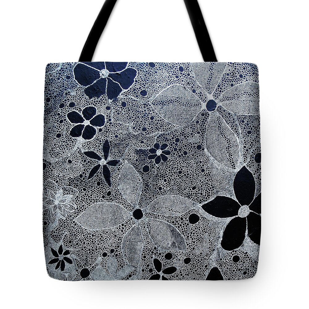 Flower Tote Bag featuring the drawing Flowers In Lace by Melinda Firestone-White