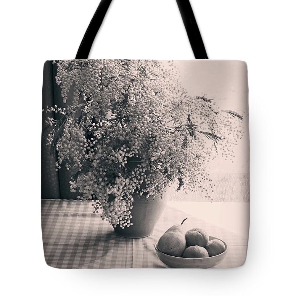 Wattle Tote Bag featuring the photograph Flowers n Fruit by Linda Lees