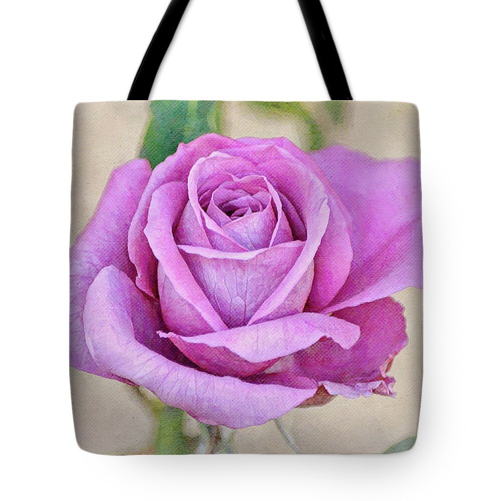 Rose Tote Bag featuring the digital art Flowers of SoCal - Purple Rose by Gaby Ethington
