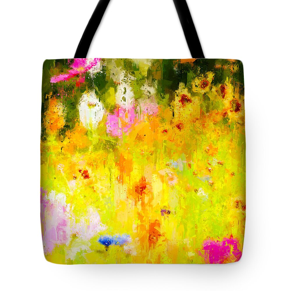 Flowers Tote Bag featuring the painting Flowers by Vart Studio