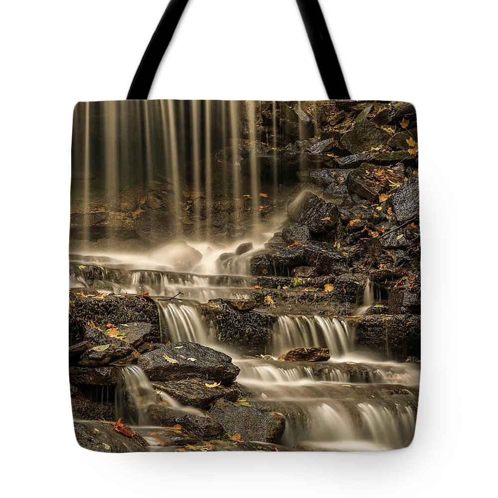West Milton Falls Ohio Tote Bag featuring the photograph Flowing Falls West Milton Ohio by Dan Sproul