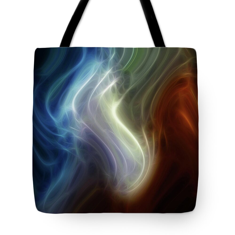 Brown Tote Bag featuring the digital art Flowing Metal by Melinda Firestone-White
