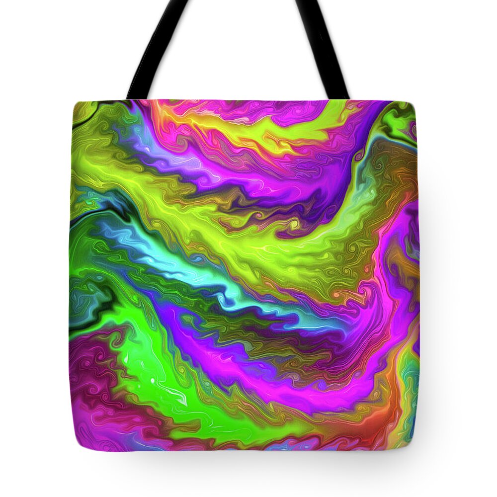 Fluid Tote Bag featuring the painting Fluid 05 Abstract Colorful Digital Painting by Matthias Hauser
