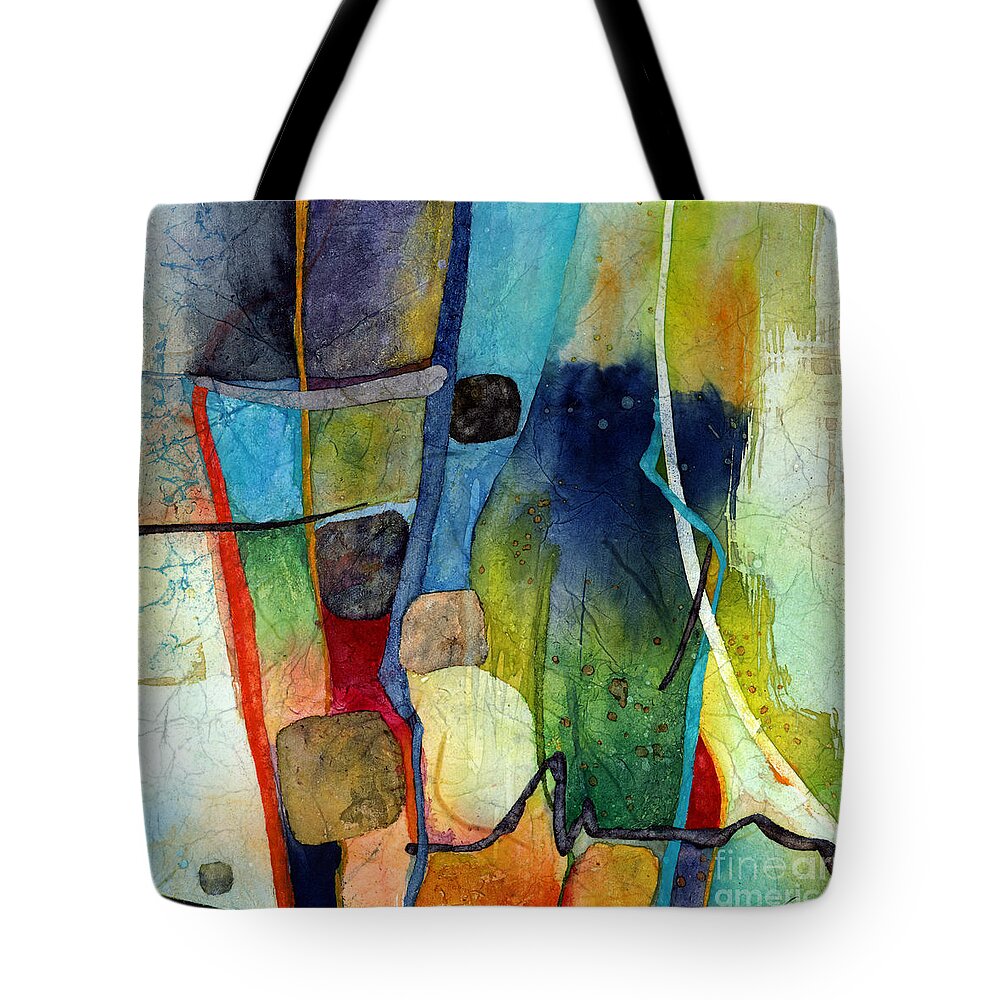 Abstract Tote Bag featuring the painting Fluvial Mosaic - Cyan by Hailey E Herrera