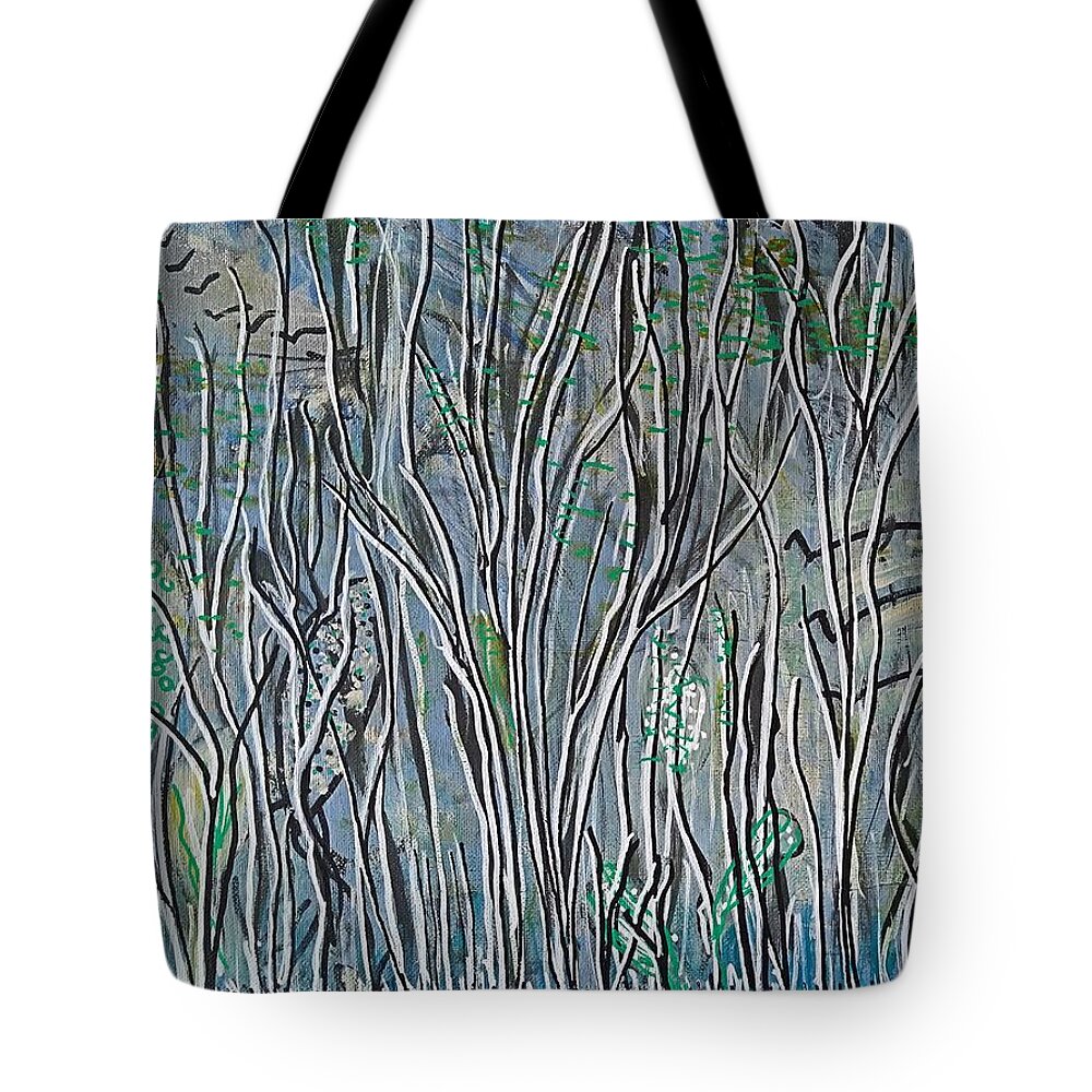 Trees Tote Bag featuring the painting Fly By by Pam O'Mara