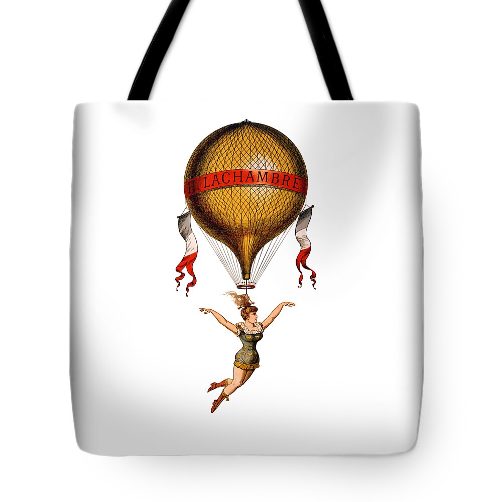 Circus Tote Bag featuring the digital art Flying Circus Act by Madame Memento