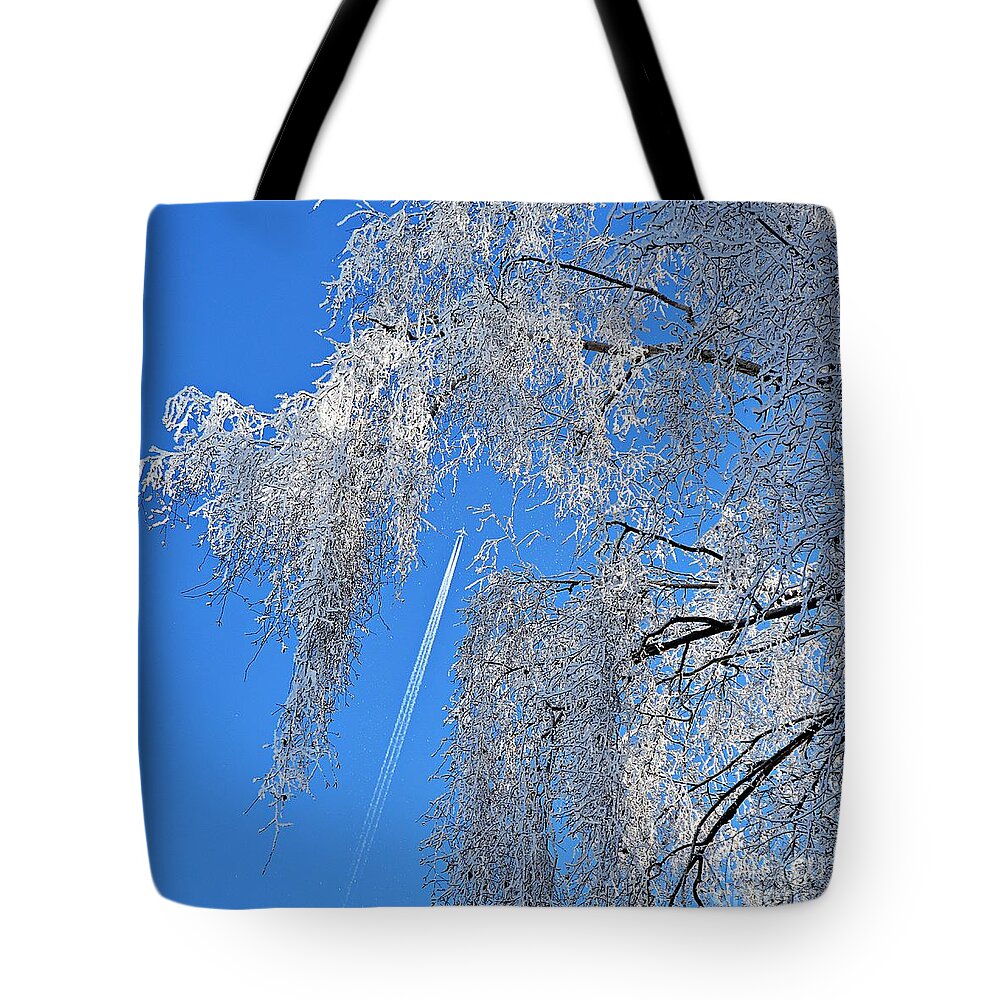 Winter In The Sky Tote Bag featuring the photograph Flying High by Thomas Schroeder