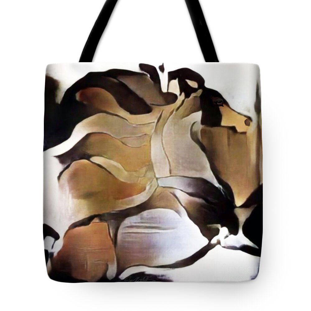 American Art Tote Bag featuring the digital art Flying Mane 003 by Stacey Mayer by Stacey Mayer